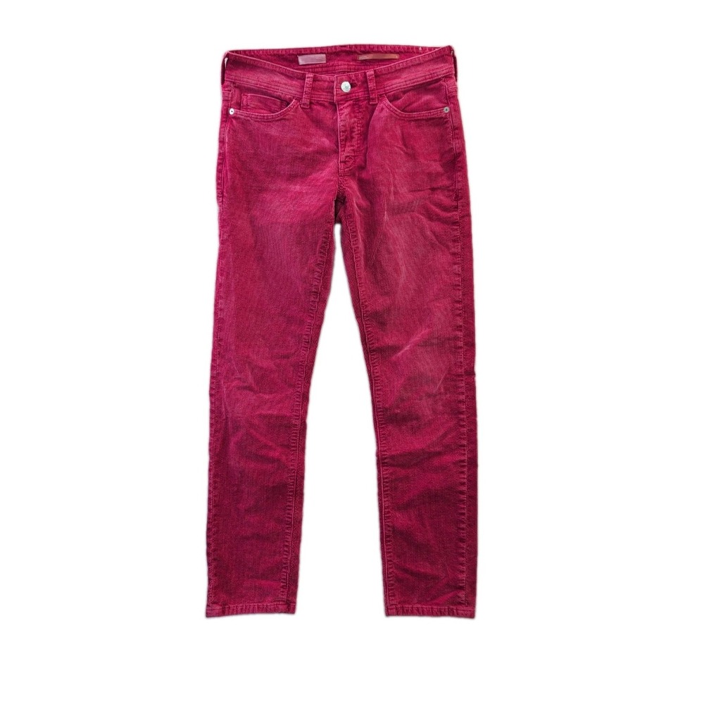 Anthropologie Pilcro Corduroy Jeans Womens 25 Red Slim Boyfriend Stretch Retro